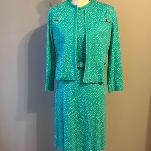 Vintage Kensington Green Dress/Jacket. Size Small
